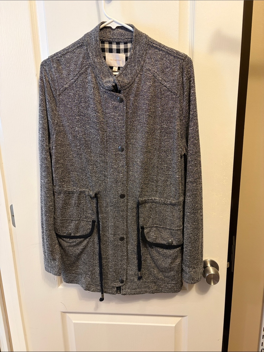 Skies Are Blue Heather Gray Button-Front Utility Jacket